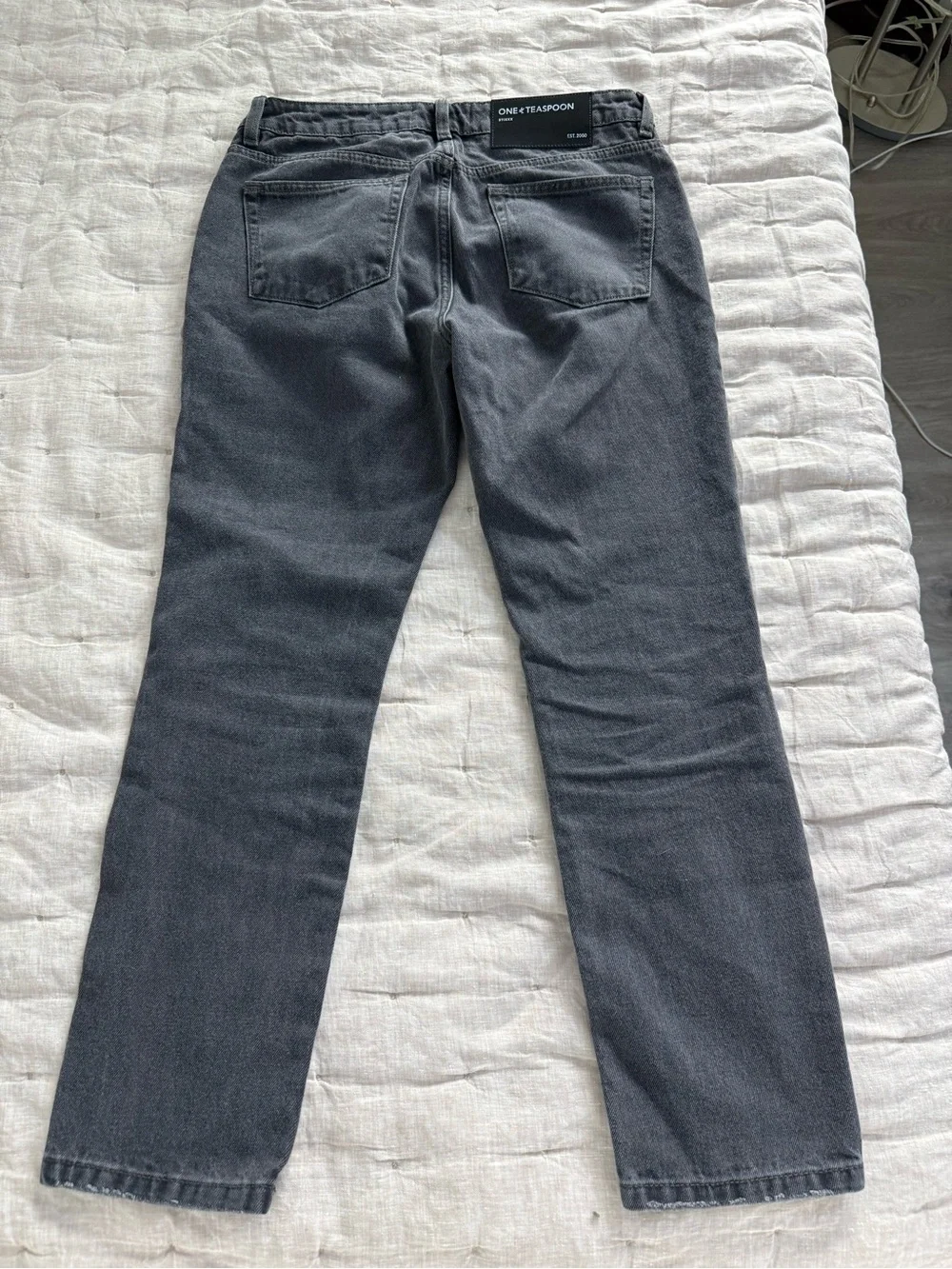One Teaspoon Stixx Low Waist Slim Straight Leg Denim Jeans Washed Black Size 28